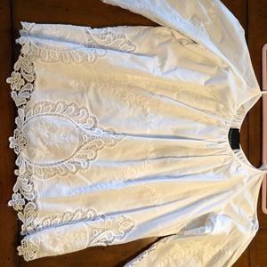 NWT Cynthia Rowley size XL open shoulder white emb